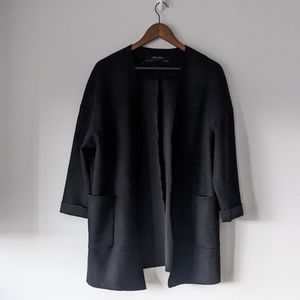 Black Oversized Cardigan Blazer Suede Size S Zara